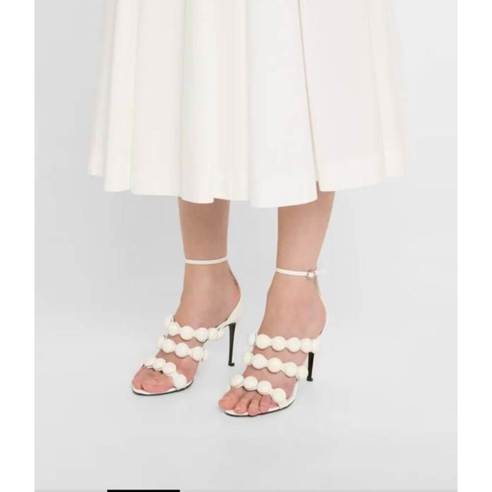 Alaia Patent Bubble Ankle Strap Sandals in Blanc Optique 39